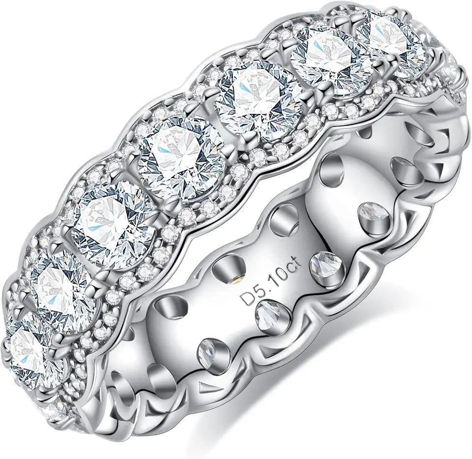 Moissanite Halo Wedding Band