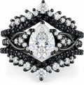 Gold-Plated Sterling Silver Pear-Cut Moissanite Wedding Band Jewelry Set