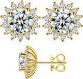 Gold-Tone Sterling Silver Round Moissanite Stud Earrings