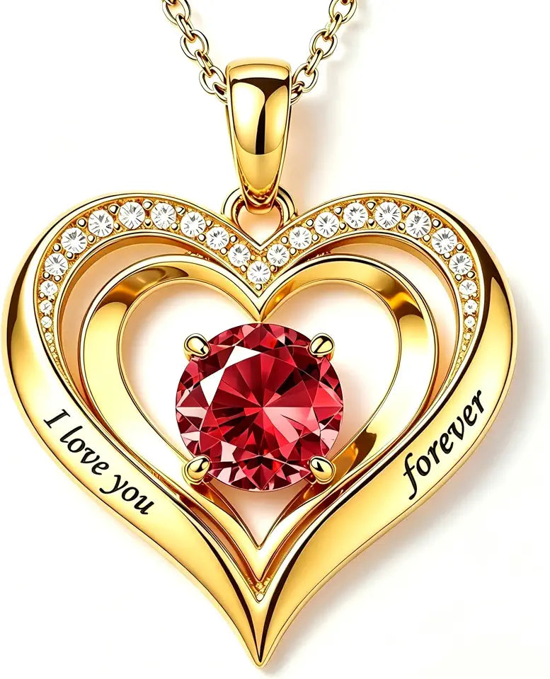 Gold-Tone Birthstone Heart Necklace