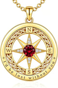 Gold-Tone Birthstone Compass Necklace