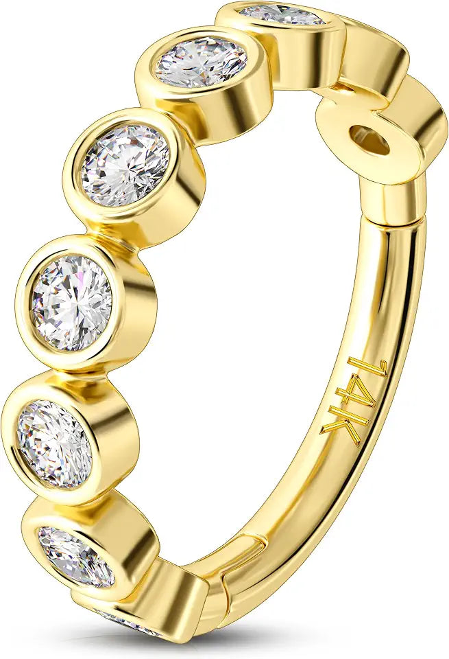 Gold-Tone Cubic Zirconia Hoop Body Jewelry, 10 mm