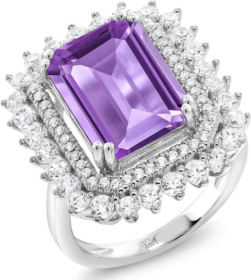 Emerald-Cut Emerald Halo Ring