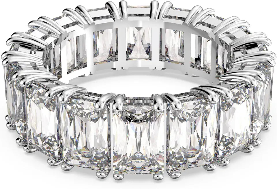 Rhodium-Plated Crystal Ring