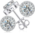 Round Lab-Grown Diamond Stud Halo Earrings