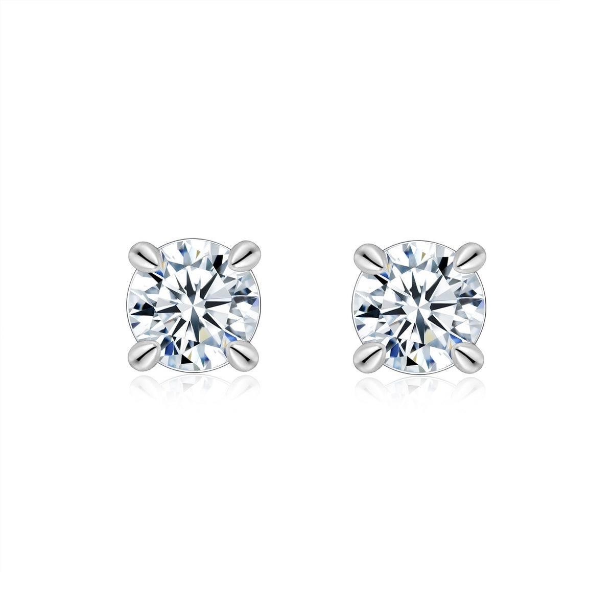 Sterling Silver Moissanite Stud Earrings, 0.5ct or 2ct — alternate angle