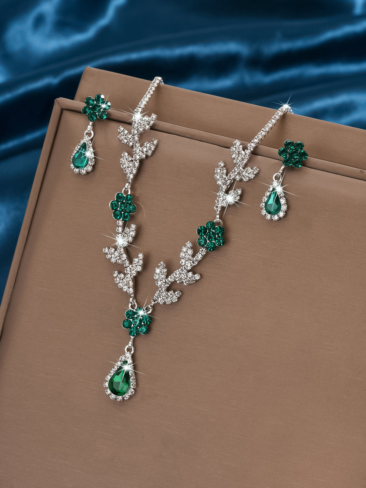Teardrop and Flower Necklace and Earrings Set — Everyday and Occasion Jewelry for Women