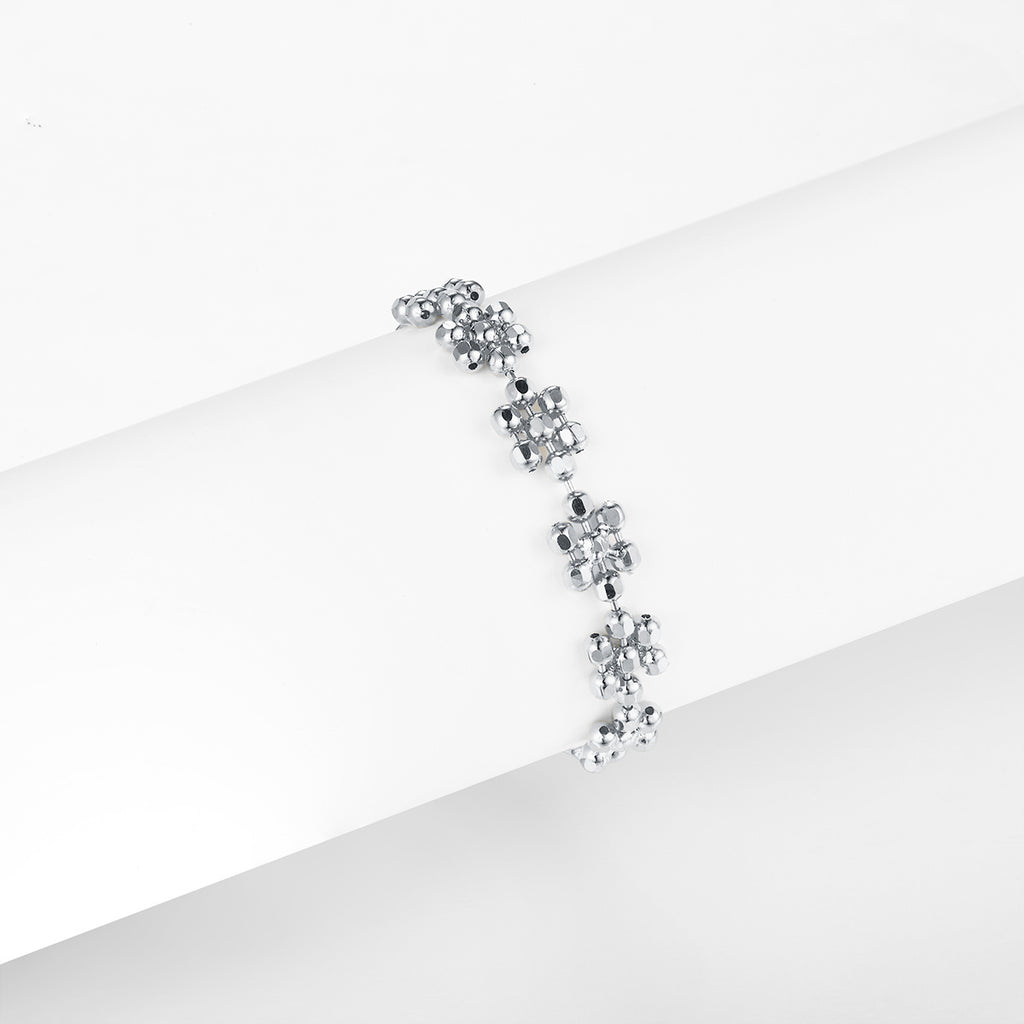 Sterling silver clover flower ring, silver finish