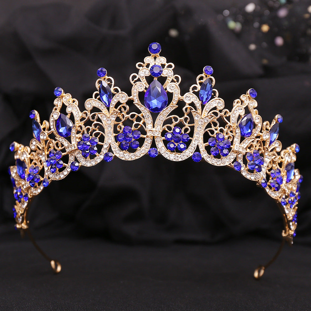 Crystal Bridal Headpiece in Silver-Tone or Gold-Tone, Clear or Red Accents — Wedding Hair Accessory