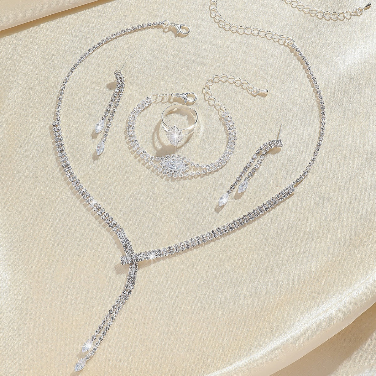 Necklace, Earrings and Bracelet 4-Piece Wedding Jewelry Set in Three Styles — alternate angle