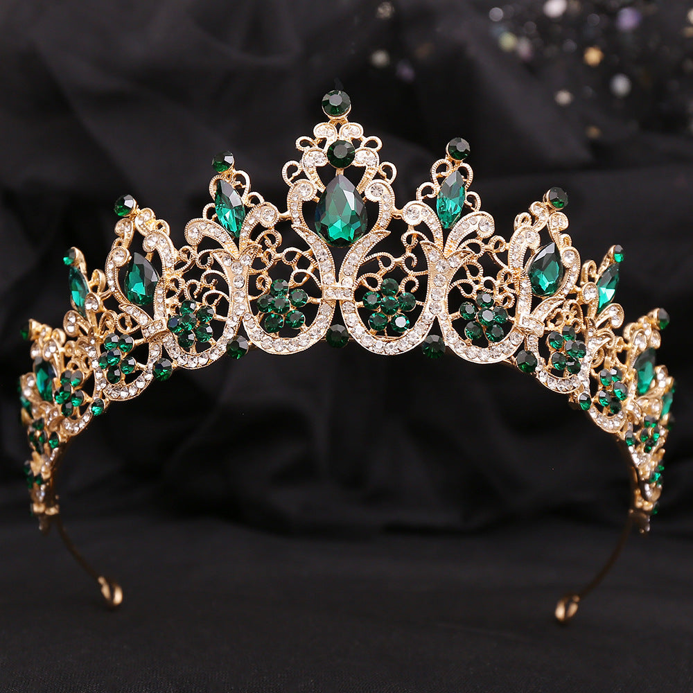 Crystal Bridal Headpiece in Silver-Tone or Gold-Tone, Clear or Red Accents — Wedding Hair Accessory
