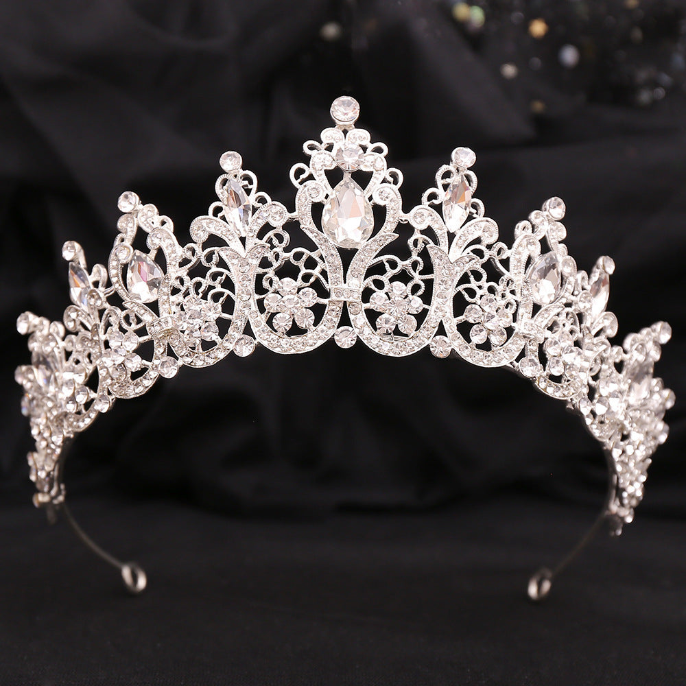 Silver-tone crystal bridal tiara on a white background