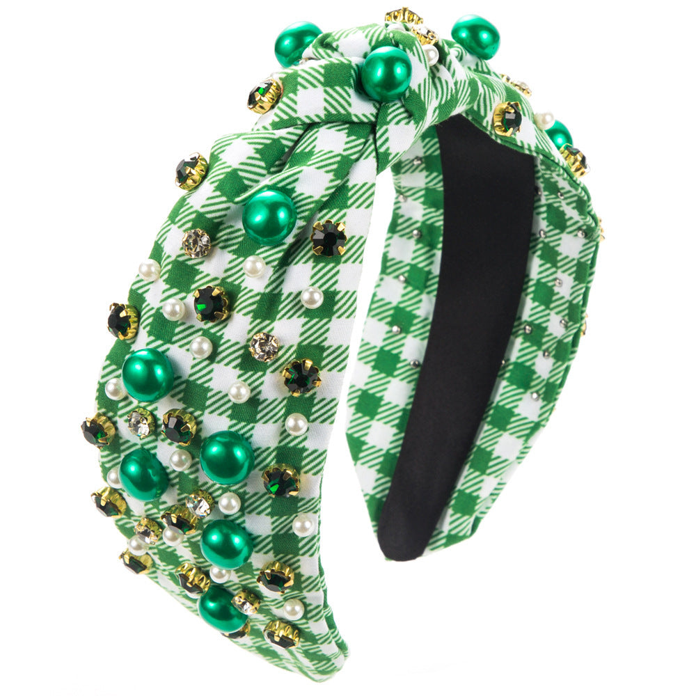 Rhinestone St Patrick’s Day Headband for Women — Clover, Hat, Beer Stein or Green Plaid Designs