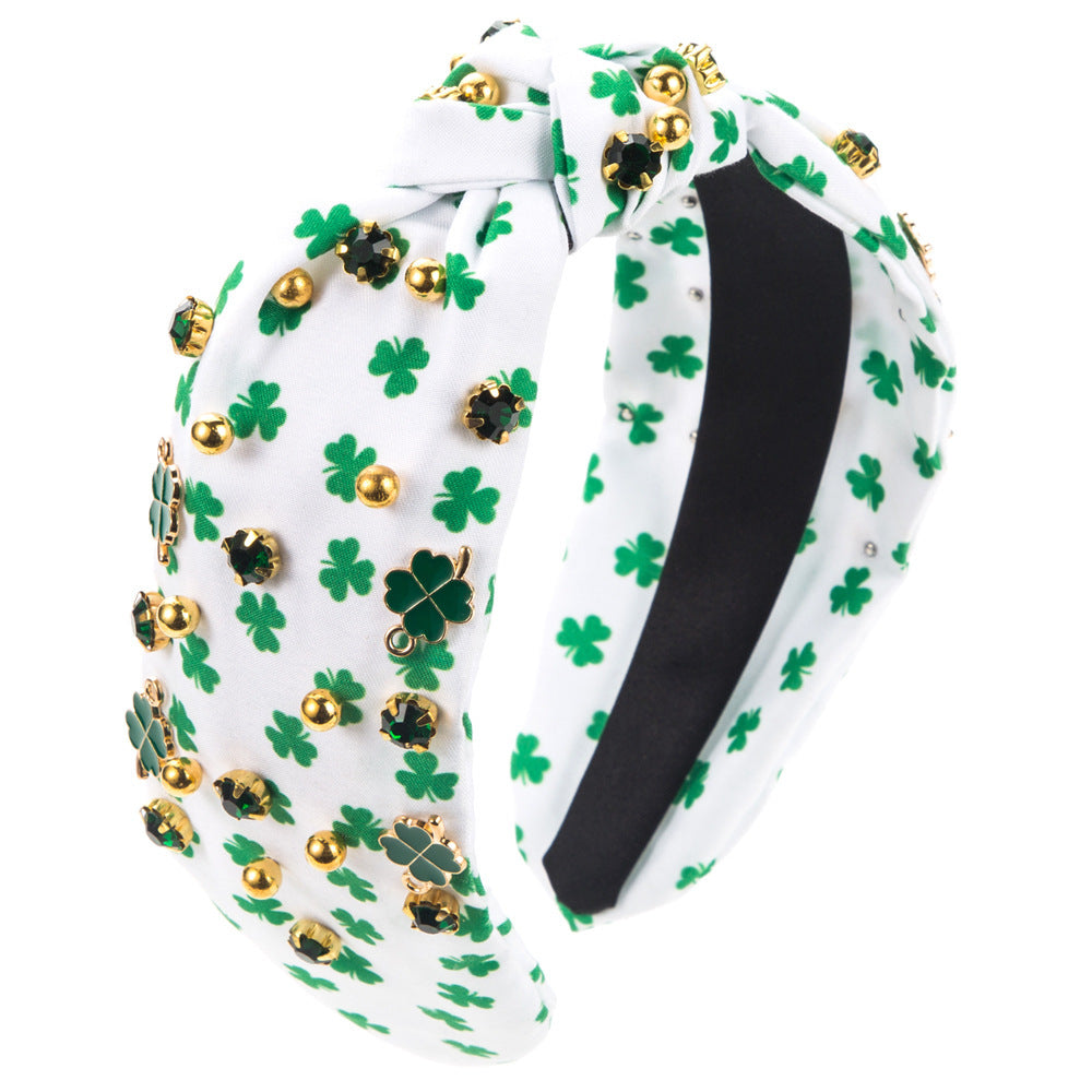 Rhinestone St Patrick’s Day Headband for Women — Clover, Hat, Beer Stein or Green Plaid Designs