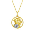 Gold-plated sterling silver Chinese zodiac ox pendant with moissanite